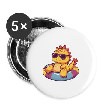 Dinosaurier stegosaurus Comic Cool - Buttons groß 56 mm (5er Pack) - Weiß - Vorne