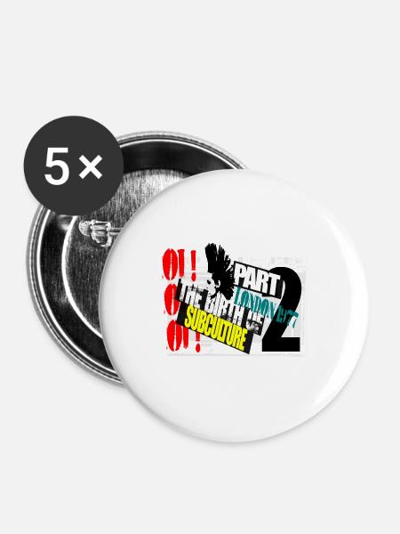 Punk Subkultur - Buttons groß 56 mm (5er Pack) - Weiß