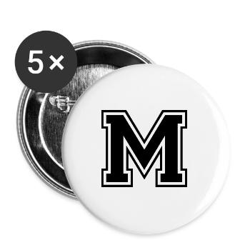 Letter M Team Football Baseball Basketball University - Buttons large 2.2''/56 mm (5-pack) - white - Front