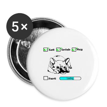 bouledogue français - Lot de 5 grands badges (56 mm) - blanc - Devant