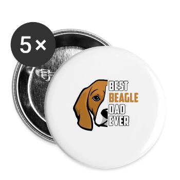 Best Beagle Dad ever - Buttons large 2.2''/56 mm (5-pack) - white - Front