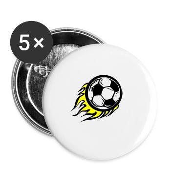 Fussball Symbol Feuer - Buttons groß 56 mm (5er Pack) - Weiß - Vorne