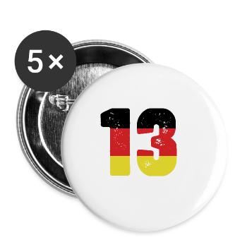 13 Numéro Jersey Allemagne - Lot de 5 grands badges (56 mm) - blanc - Devant