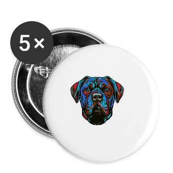 Mastiff Dog Portrait Colorful - Buttons large 2.2''/56 mm (5-pack) - white - Front