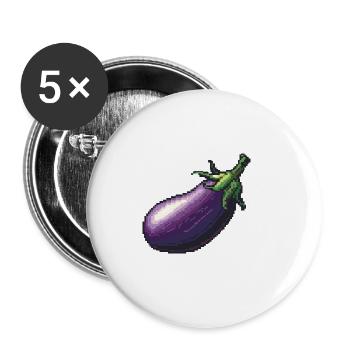 Aubergine Pixel Gamer - Buttons groß 56 mm (5er Pack) - Weiß - Vorne