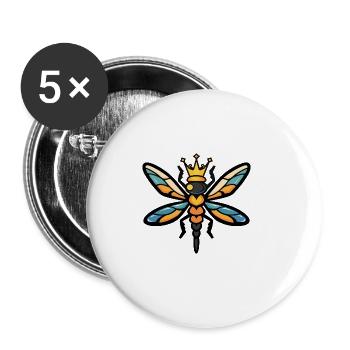 Couronne de bande dessinée Libellule - Lot de 5 grands badges (56 mm) - blanc - Devant