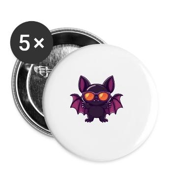 Chauve-souris Halloween Cool - Lot de 5 grands badges (56 mm) - blanc - Devant