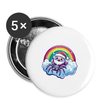 Tarantula Weihnachtsmann Regenbogen - Buttons groß 56 mm (5er Pack) - Weiß - Vorne