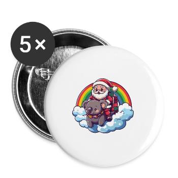 Koala Père Noël Arc-en-ciel - Lot de 5 grands badges (56 mm) - blanc - Devant