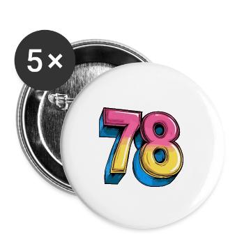 78 Number Colorful - Buttons large 2.2''/56 mm (5-pack) - white - Front