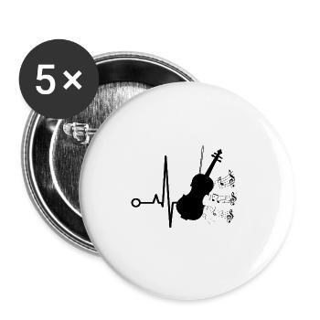 Geige Violine Orchester Bratsche Geiger Herzschlag - Buttons groß 56 mm (5er Pack) - Weiß - Vorne