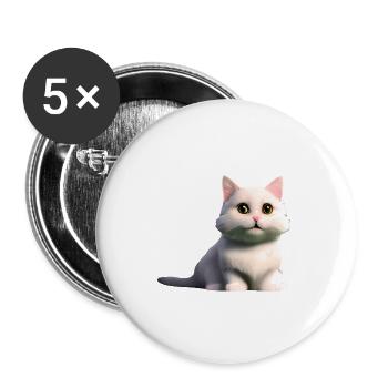 white cat - Buttons large 2.2''/56 mm (5-pack) - white - Front