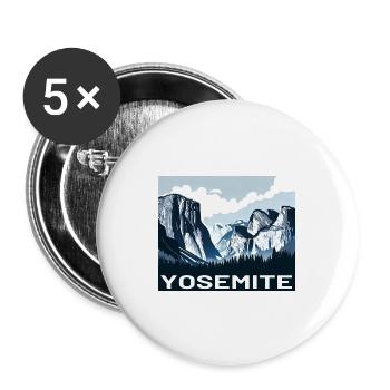 USA Yosemite National Park Sierra Nevada Blue White - Buttons large 2.2''/56 mm (5-pack) - white - Front
