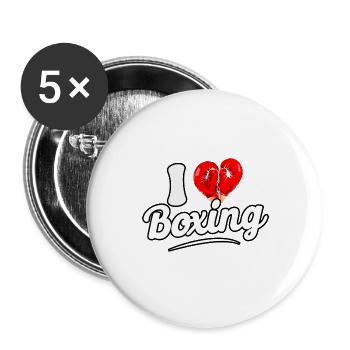 I love Boxing - Buttons large 2.2''/56 mm (5-pack) - white - Front