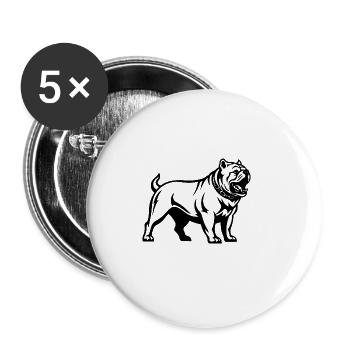 Bouledogue - Lot de 5 grands badges (56 mm) - blanc - Devant