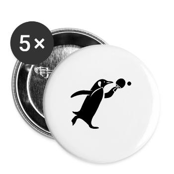 Penguin Table Tennis Player Silhouette Minimalisti - Buttons large 2.2''/56 mm (5-pack) - white - Front