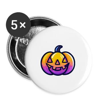 Pumpkin Halloween Colorful - Buttons large 2.2''/56 mm (5-pack) - white - Front