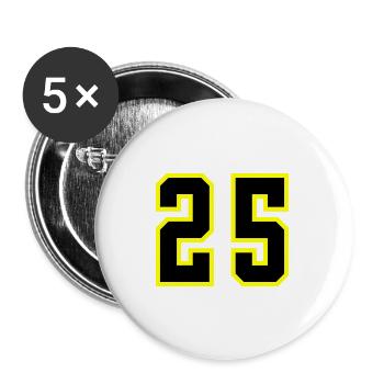 25 Zahl Trikot - Buttons groß 56 mm (5er Pack) - Weiß - Vorne