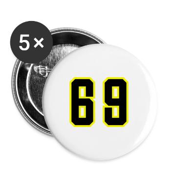 69 Zahl Trikot - Buttons groß 56 mm (5er Pack) - Weiß - Vorne