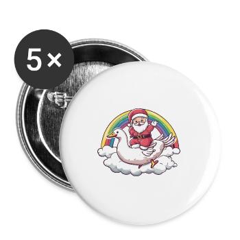 Goose Santa Claus Rainbow - Buttons large 2.2''/56 mm (5-pack) - white - Front
