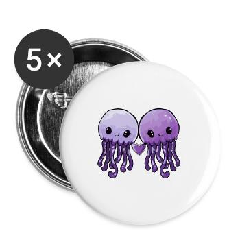 Méduses Couple Saint-Valentin - Lot de 5 grands badges (56 mm) - blanc - Devant