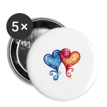 Herzen Liebe Ornamente Hochzeit - Buttons groß 56 mm (5er Pack) - Weiß - Vorne