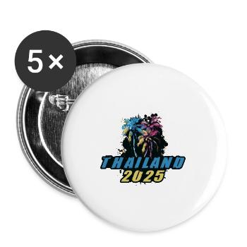 Thaïlande 2025 Vacances Palmiers Colorés - Lot de 5 grands badges (56 mm) - blanc - Devant