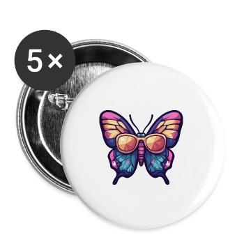 Papillon Bande Dessinée Vacances - Lot de 5 grands badges (56 mm) - blanc - Devant