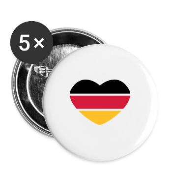 Heart 3colored - Black Red Gold - Germany - Buttons large 2.2''/56 mm (5-pack) - white - Front
