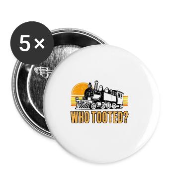 Who Tooted Funny Retro Model Railroad Steam Trains - Buttons large 2.2''/56 mm (5-pack) - white - Front