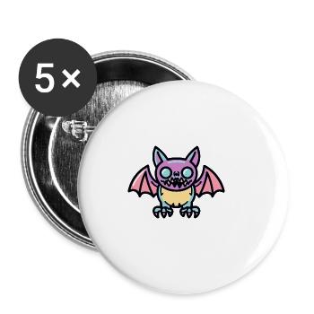 Fledermaus Halloween Comic Lustig - Buttons groß 56 mm (5er Pack) - Weiß - Vorne