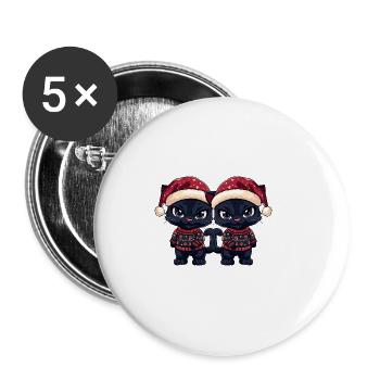Panther Weihnachten Team - Buttons groß 56 mm (5er Pack) - Weiß - Vorne