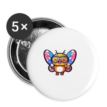 Butterfly Ski Beer - Buttons large 2.2''/56 mm (5-pack) - white - Front