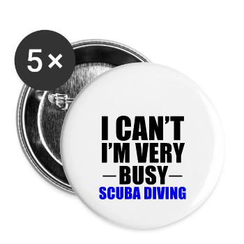 Busy Scuba Diving - Buttons large 2.2''/56 mm (5-pack) - white - Front