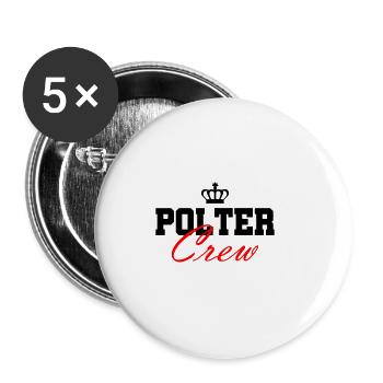 Polter Crew Verlobung Hochzeit - Buttons groß 56 mm (5er Pack) - Weiß - Vorne