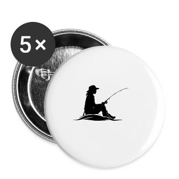 Fishing Woman Icon - Buttons large 2.2''/56 mm (5-pack) - white - Front