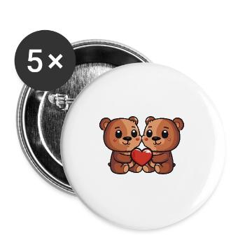 Couple d’ours Saint-Valentin - Lot de 5 grands badges (56 mm) - blanc - Devant