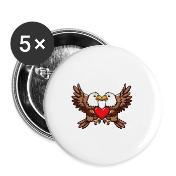 Couple d’aigles Saint-Valentin - Lot de 5 grands badges (56 mm) - blanc - Devant