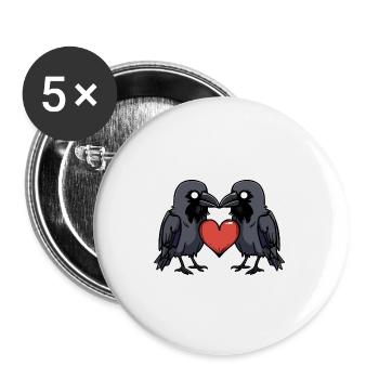 Corbeau Coeur de la Saint-Valentin - Lot de 5 grands badges (56 mm) - blanc - Devant
