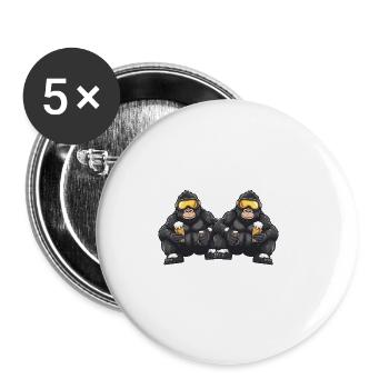 Gorilla Ski Team Bier - Buttons groß 56 mm (5er Pack) - Weiß - Vorne