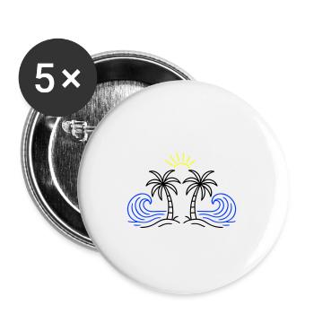 Ile Mer Soleil - Lot de 5 grands badges (56 mm) - blanc - Devant