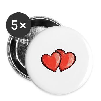 Herzen Liebe Symbol - Buttons groß 56 mm (5er Pack) - Weiß - Vorne