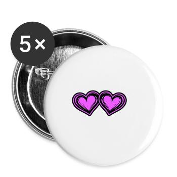 Hearts Symbol Marriage Love - Buttons large 2.2''/56 mm (5-pack) - white - Front