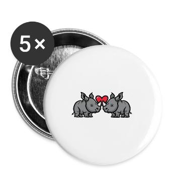 Rhino Couple Saint-Valentin - Lot de 5 grands badges (56 mm) - blanc - Devant