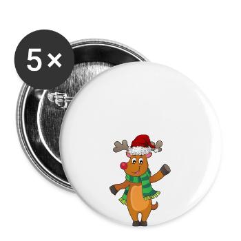 Rudolph the Red-Nosed Reindeer Naughty Christmas - Buttons large 2.2''/56 mm (5-pack) - white - Front