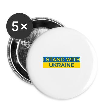 I Stand With Ukraine Krieg Russland Frieden Spruch - Buttons groß 56 mm (5er Pack) - Weiß - Vorne