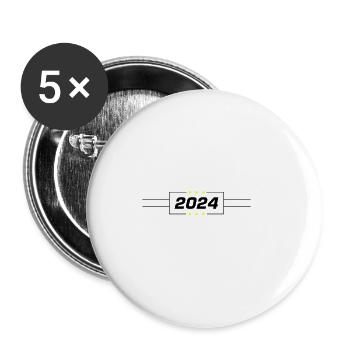 Année 2024 - Lot de 5 grands badges (56 mm) - blanc - Devant