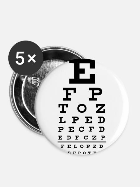 eye chart - Sehtest - Buttons groß 56 mm (5er Pack) - Weiß