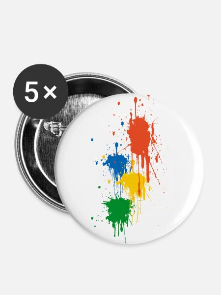 farben - Buttons groß 56 mm (5er Pack) - Weiß
