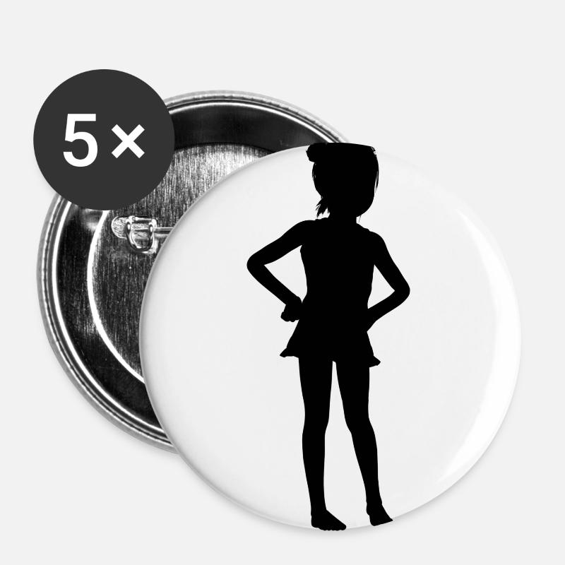 Mädchen - Buttons groß 56 mm (5er Pack) - Weiß